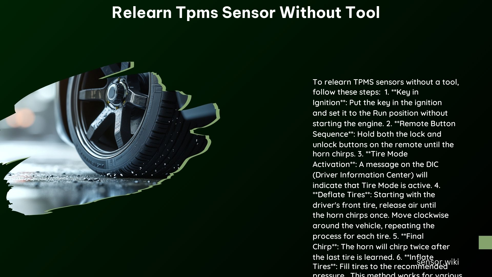 Relearn Tpms Sensor Without Tool