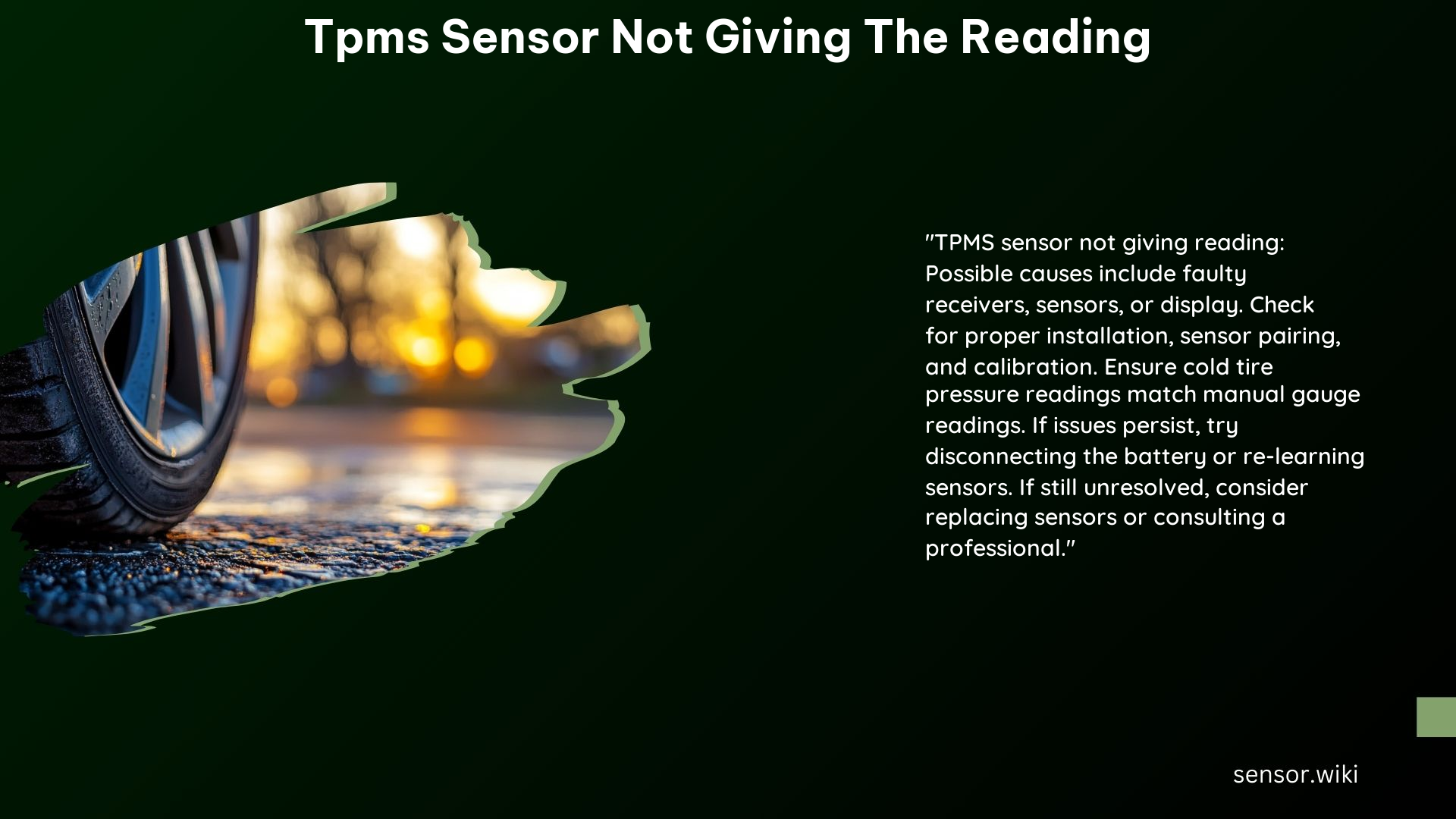 Tpms Sensor Not Giving the Reading