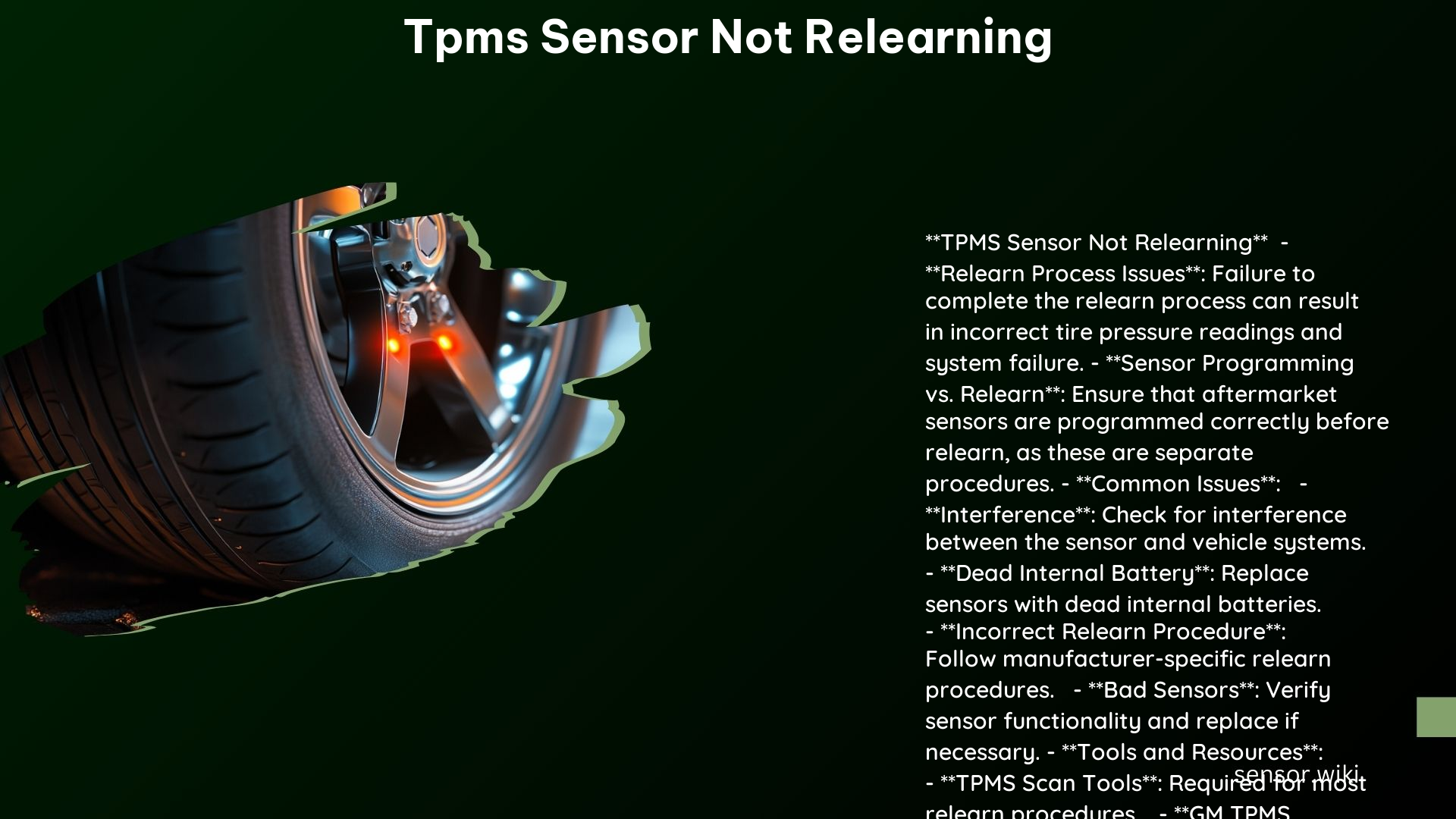 Tpms Sensor Not Relearning