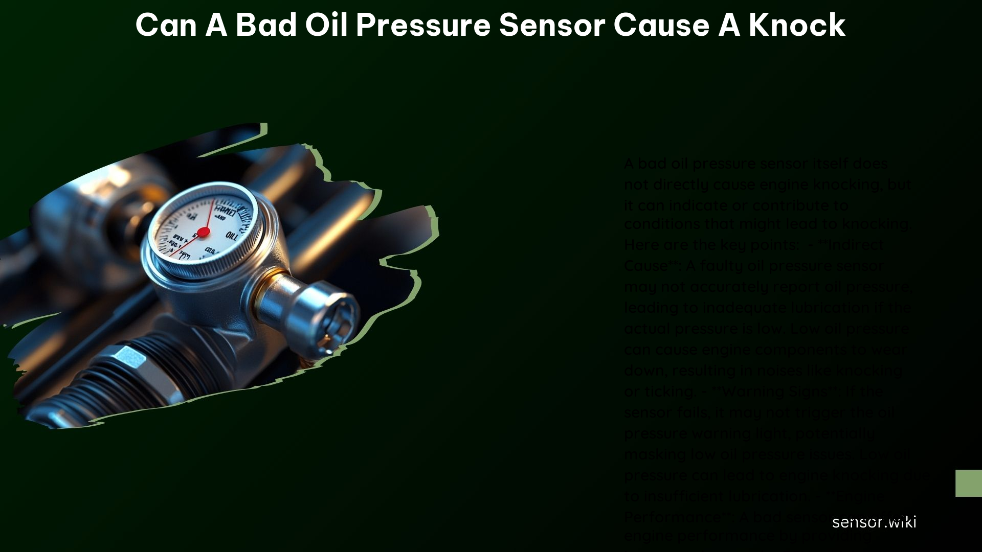 Can a Bad Oil Pressure Sensor Cause a Knock 1