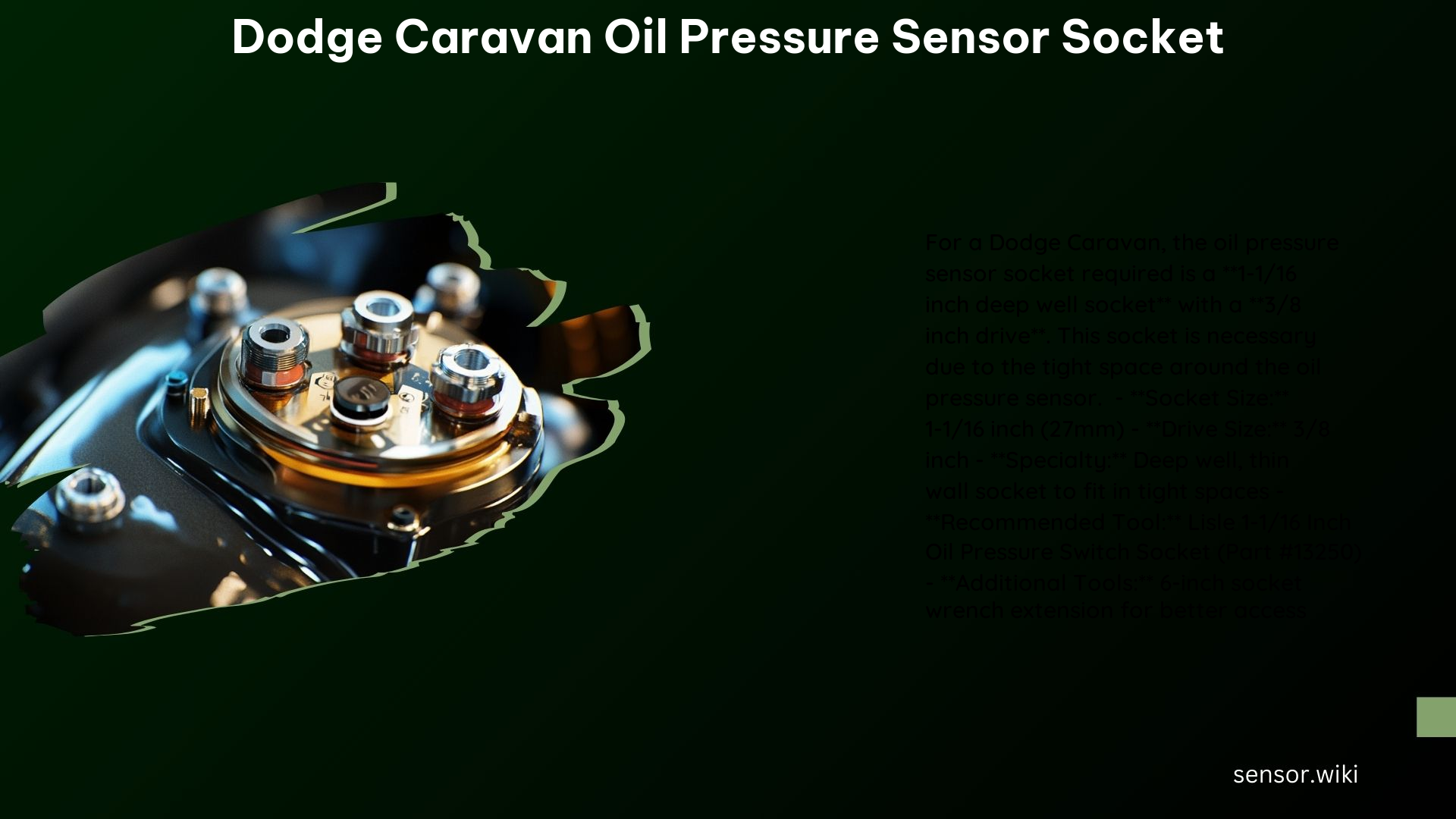 Dodge Caravan Oil Pressure Sensor Socket