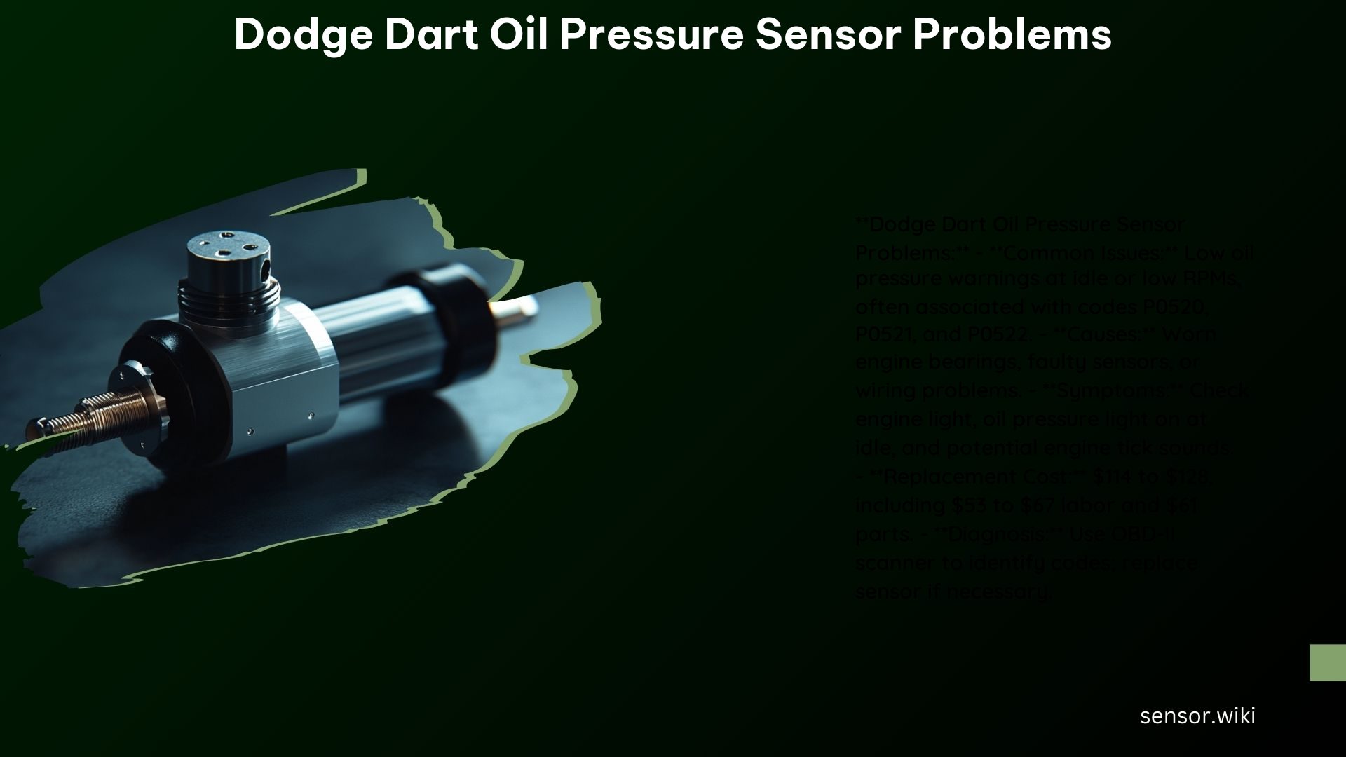 Dodge Dart Oil Pressure Sensor Problems
