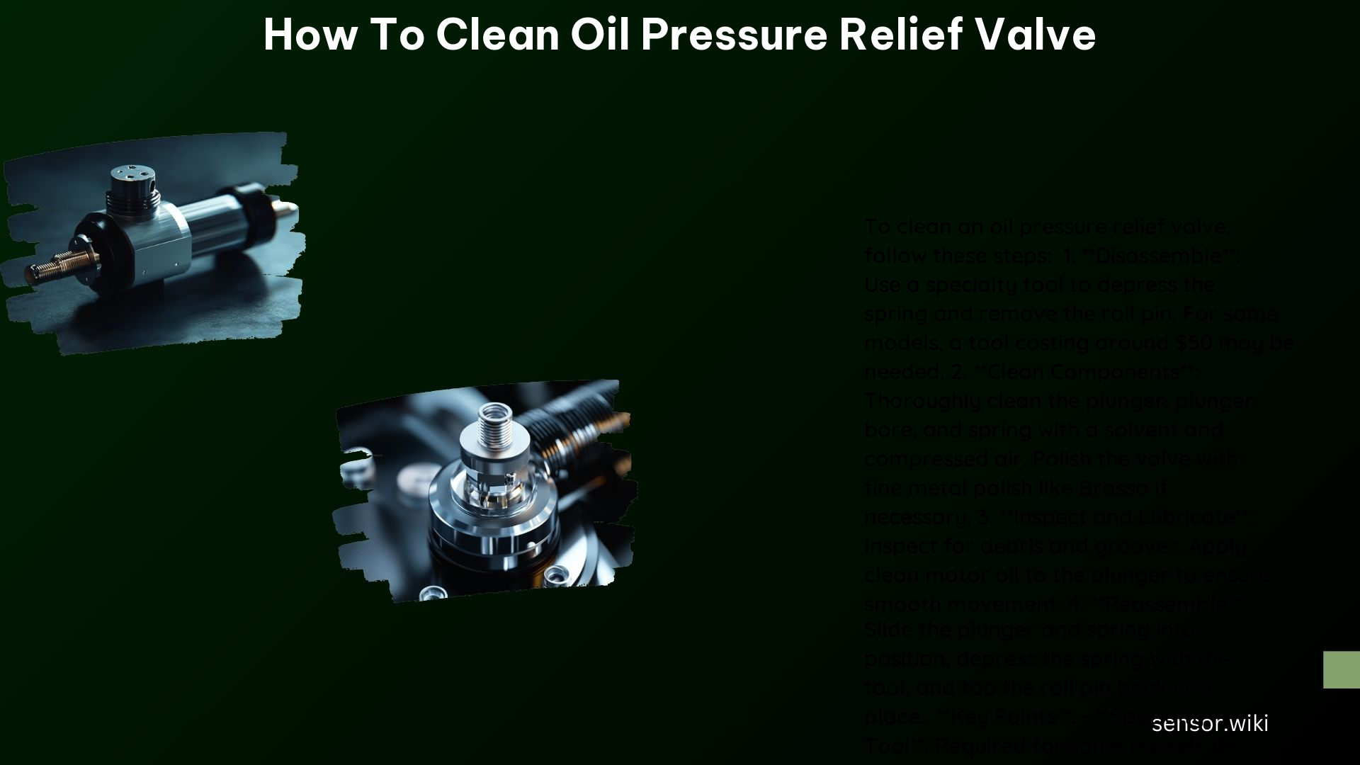 How to Clean Oil Pressure Relief Valve