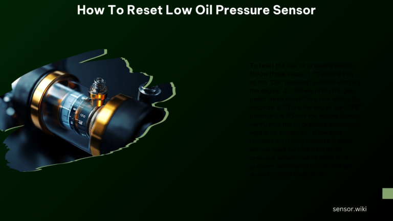 How to Reset Low Oil Pressure Sensor