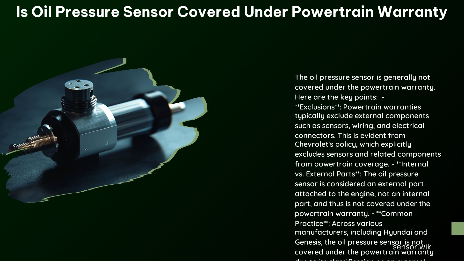 Is Oil Pressure Sensor Covered Under Powertrain Warranty