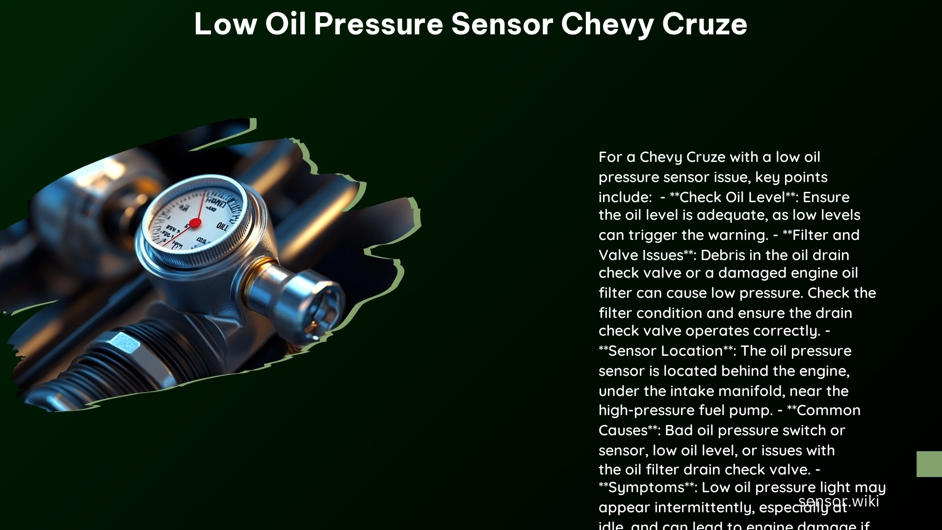 Low Oil Pressure Sensor Chevy Cruze