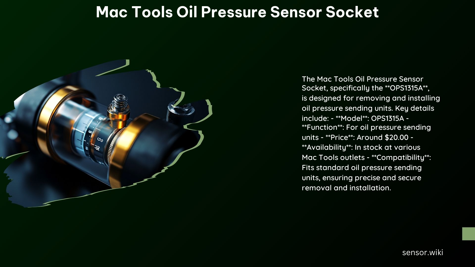 Mac Tools Oil Pressure Sensor Socket