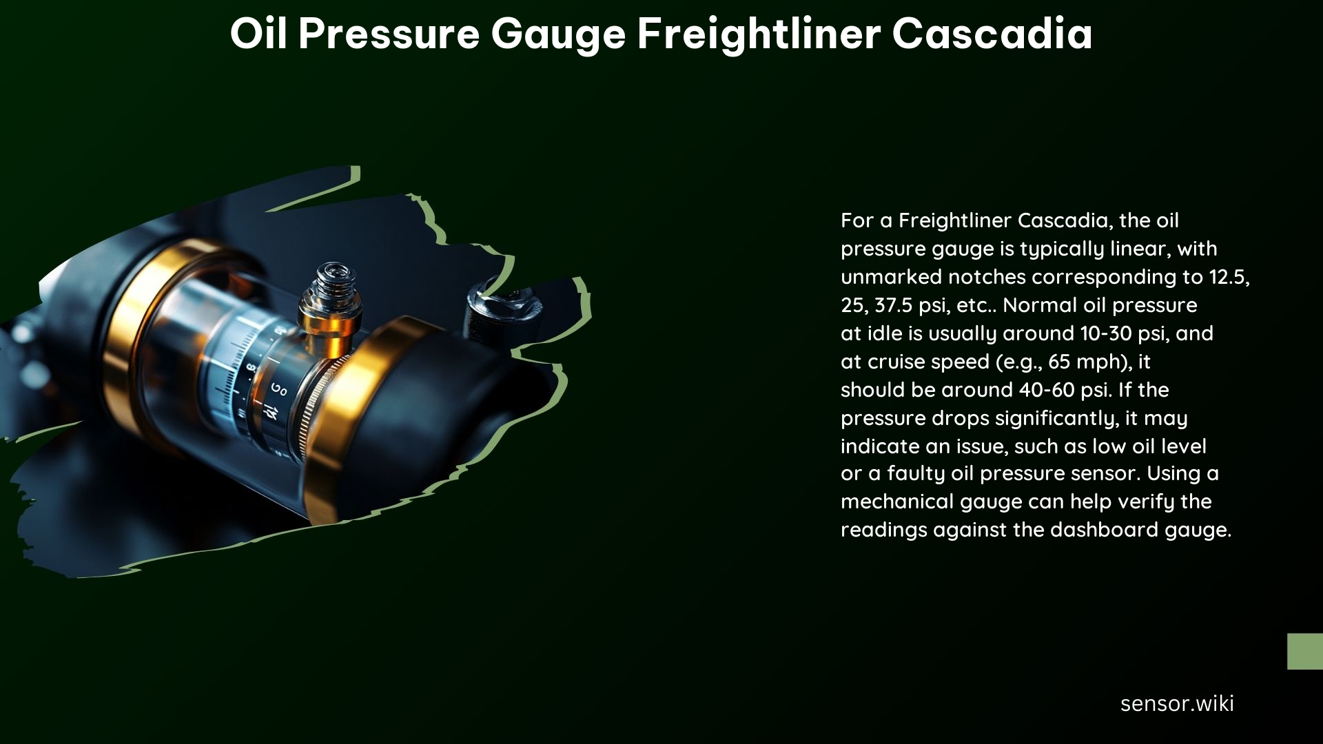 Oil Pressure Gauge Freightliner Cascadia