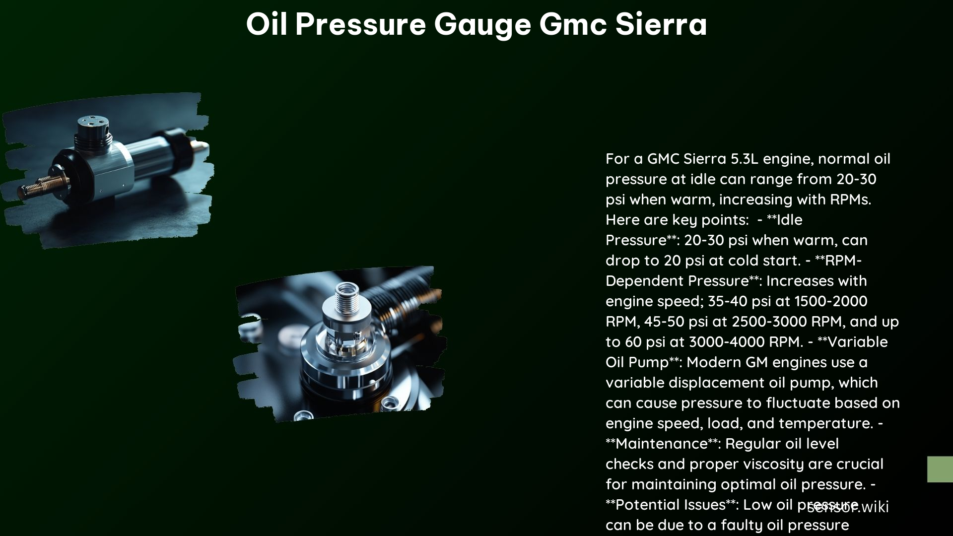 Oil Pressure Gauge Gmc Sierra