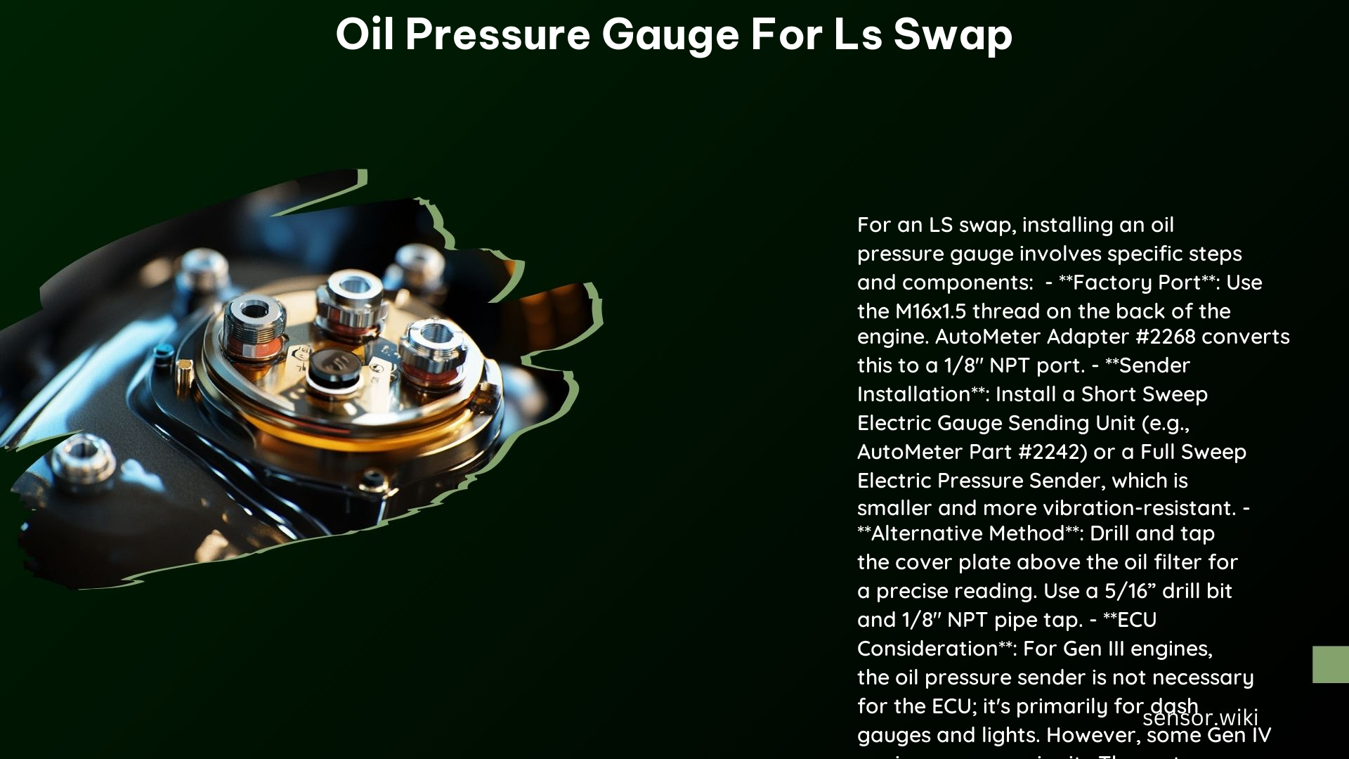 Oil Pressure Gauge for LS Swap