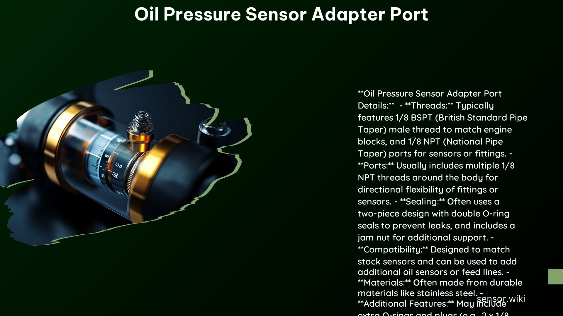 Oil Pressure Sensor Adapter Port