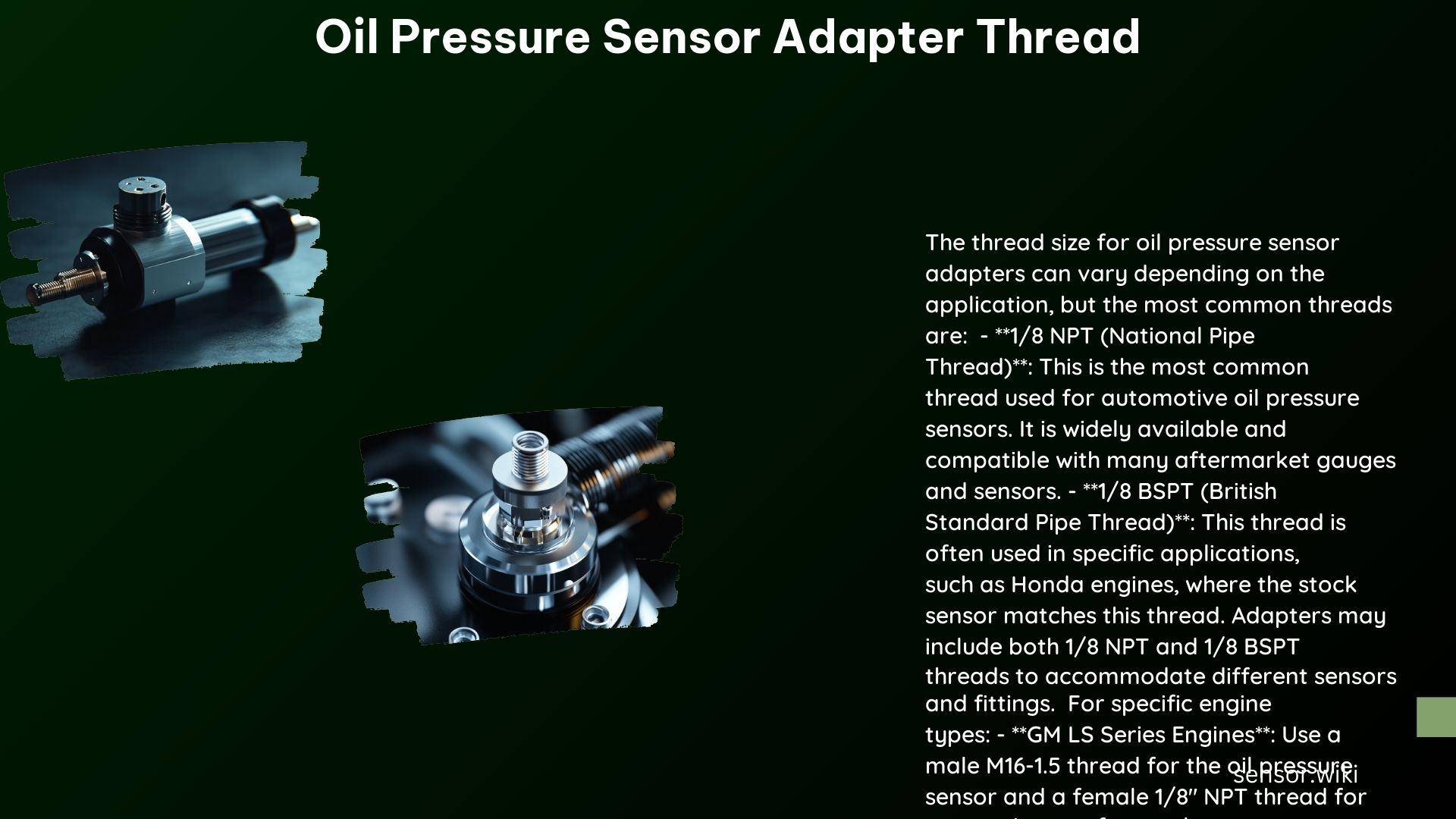 Oil Pressure Sensor Adapter Thread