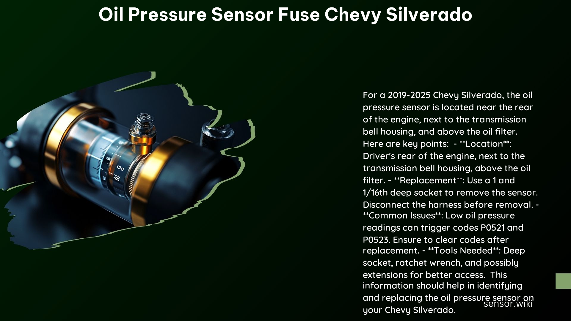 Oil Pressure Sensor Fuse Chevy Silverado