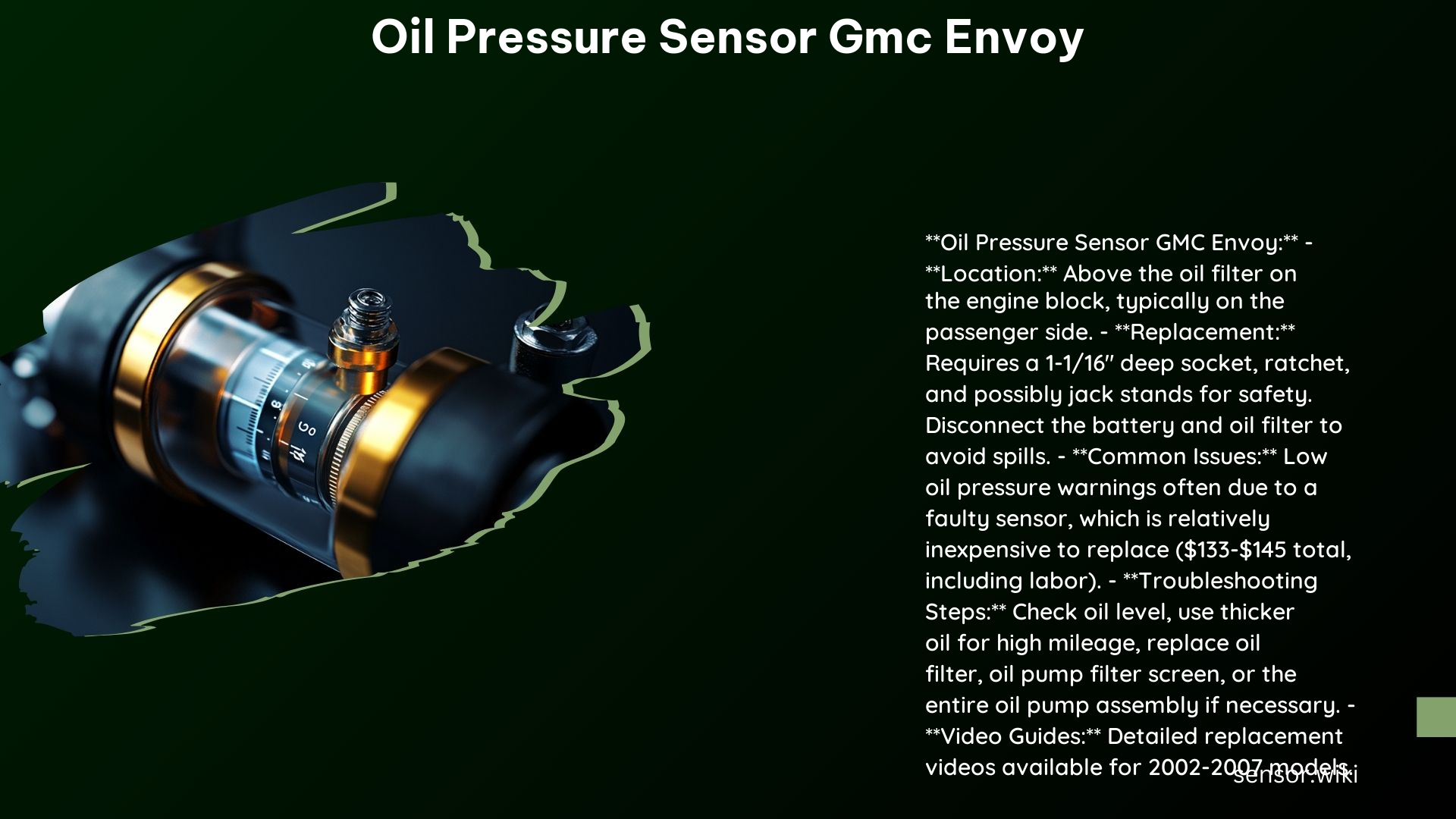Oil Pressure Sensor Gmc Envoy