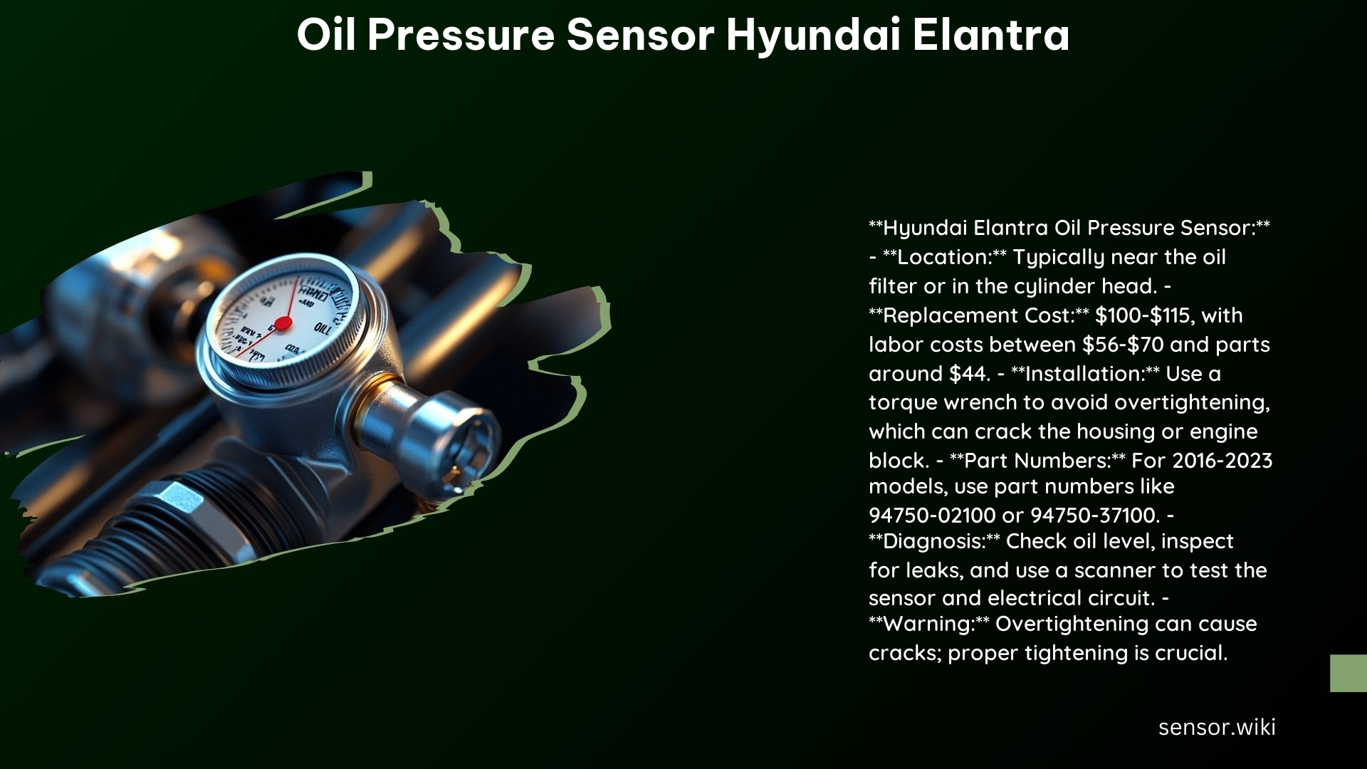 Oil Pressure Sensor Hyundai Elantra