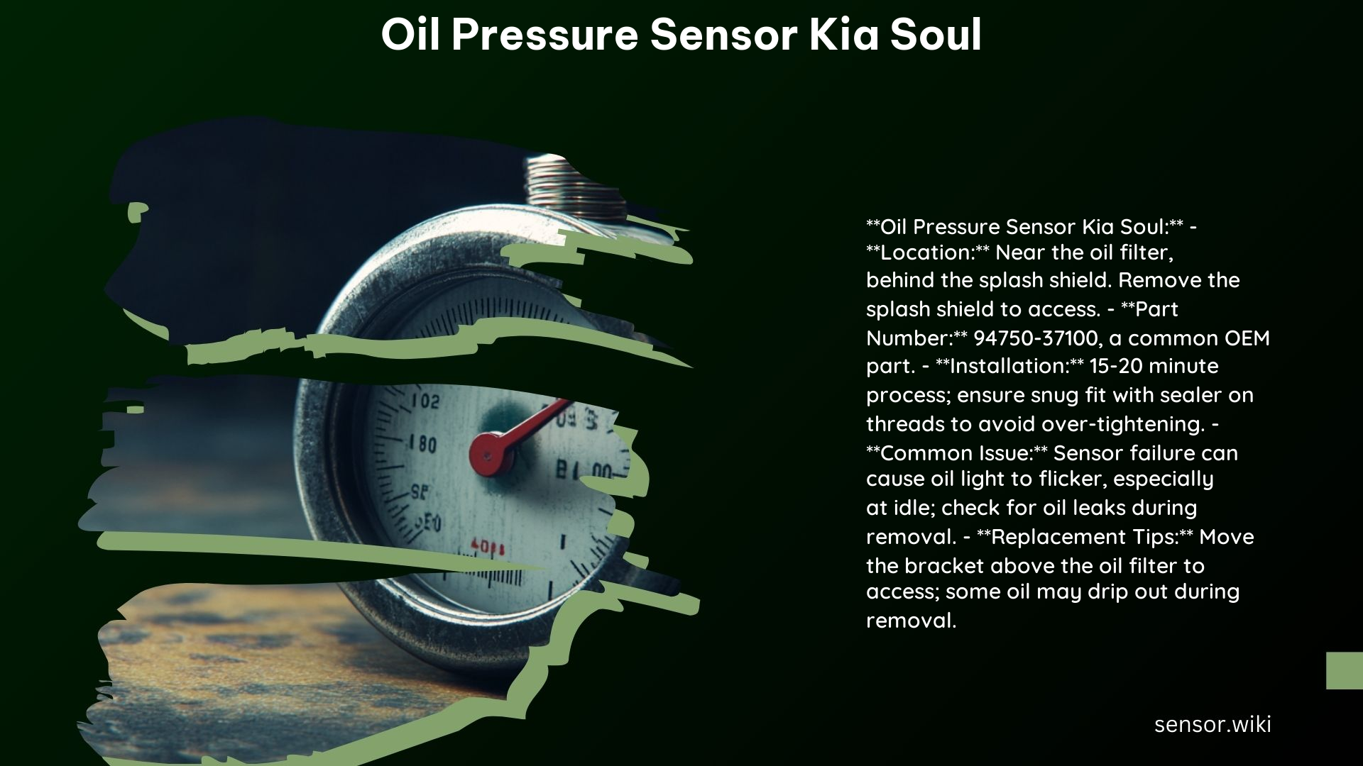 Oil Pressure Sensor Kia Soul