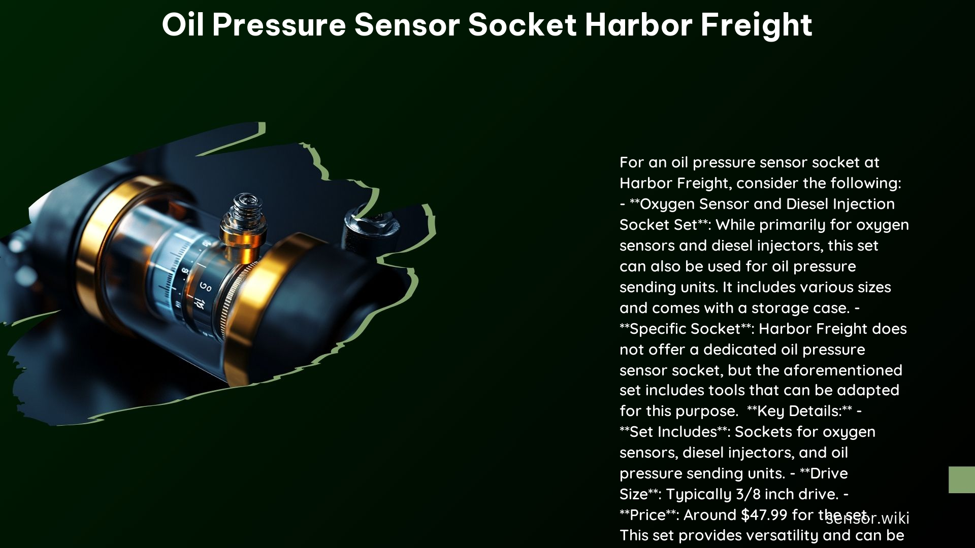 Oil Pressure Sensor Socket Harbor Freight