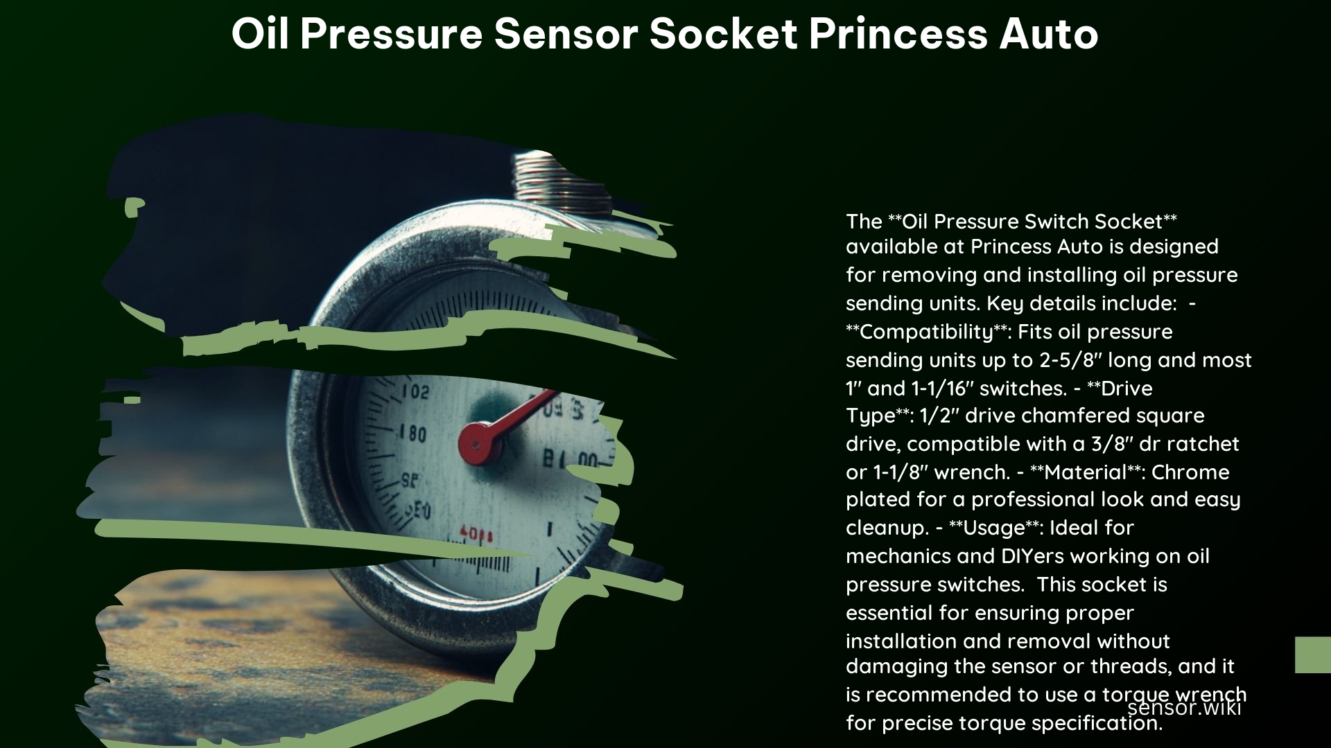 Oil Pressure Sensor Socket Princess Auto