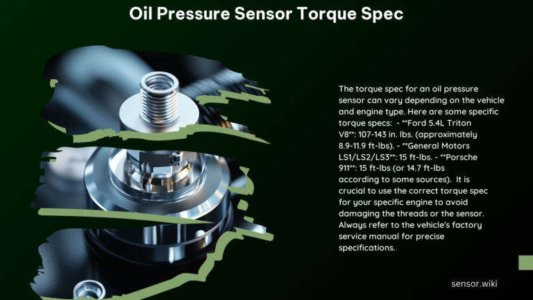 Oil Pressure Sensor Torque Spec