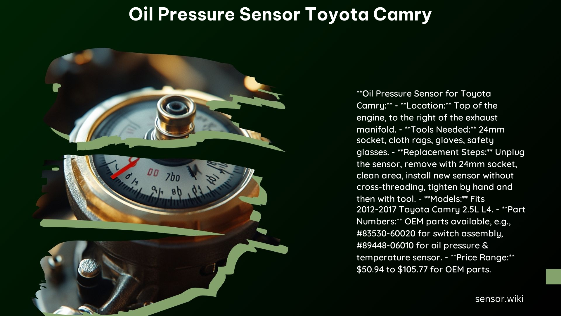 Oil Pressure Sensor Toyota Camry