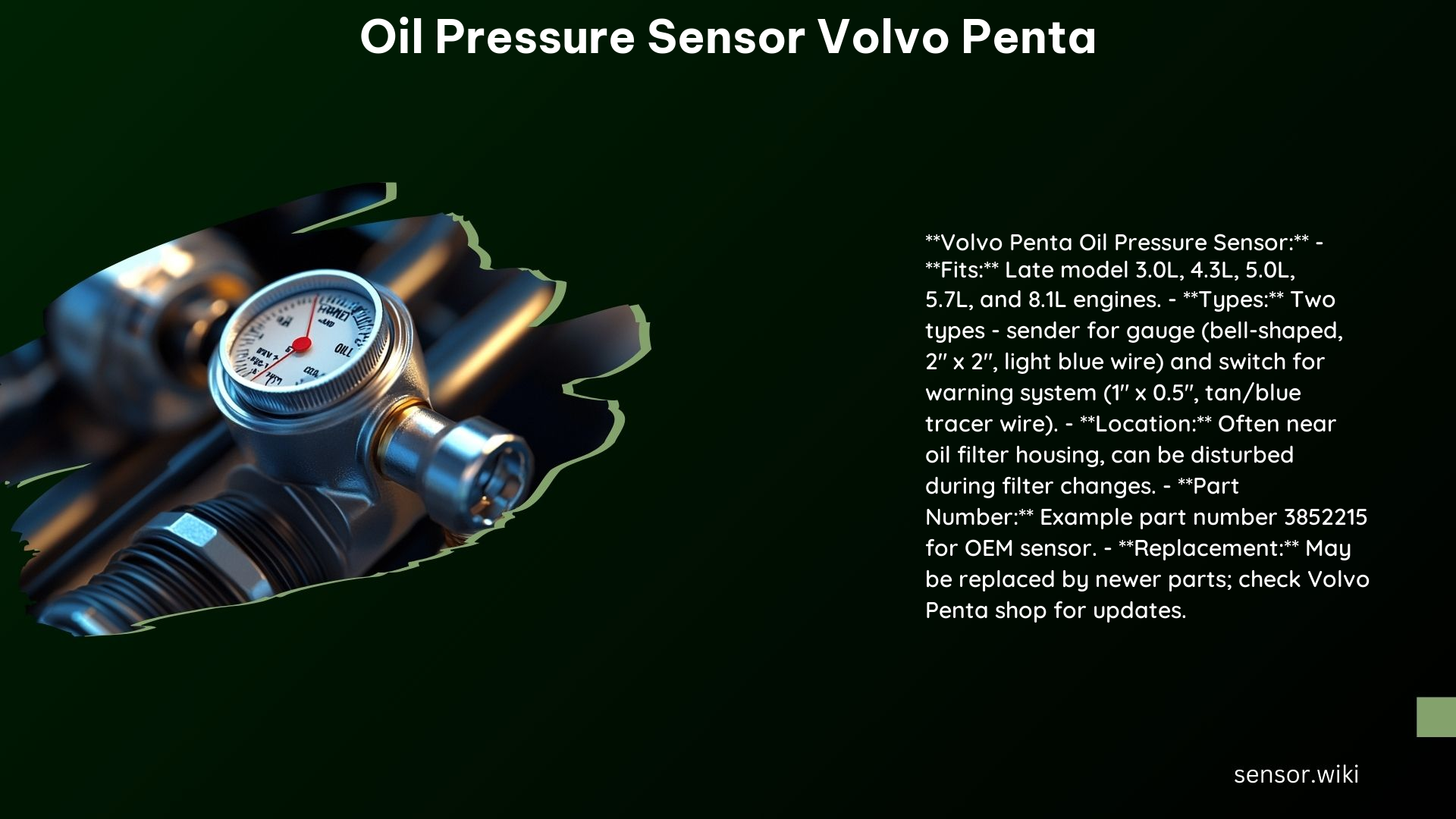 Oil Pressure Sensor Volvo Penta