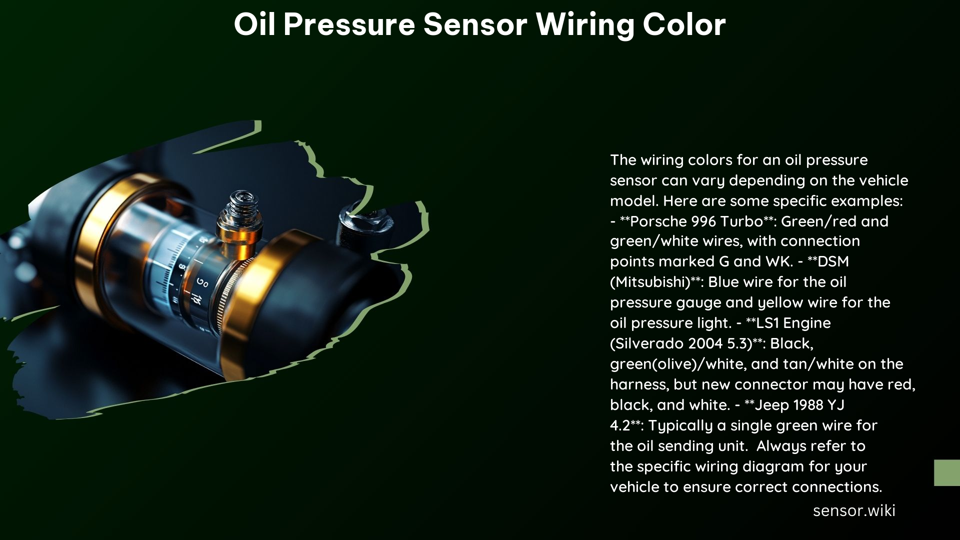 Oil Pressure Sensor Wiring Color