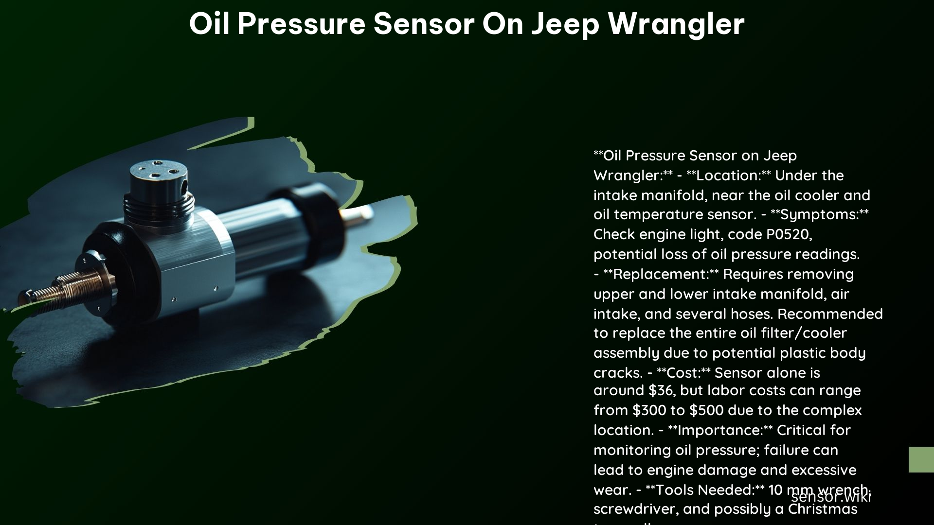 Oil Pressure Sensor on Jeep Wrangler
