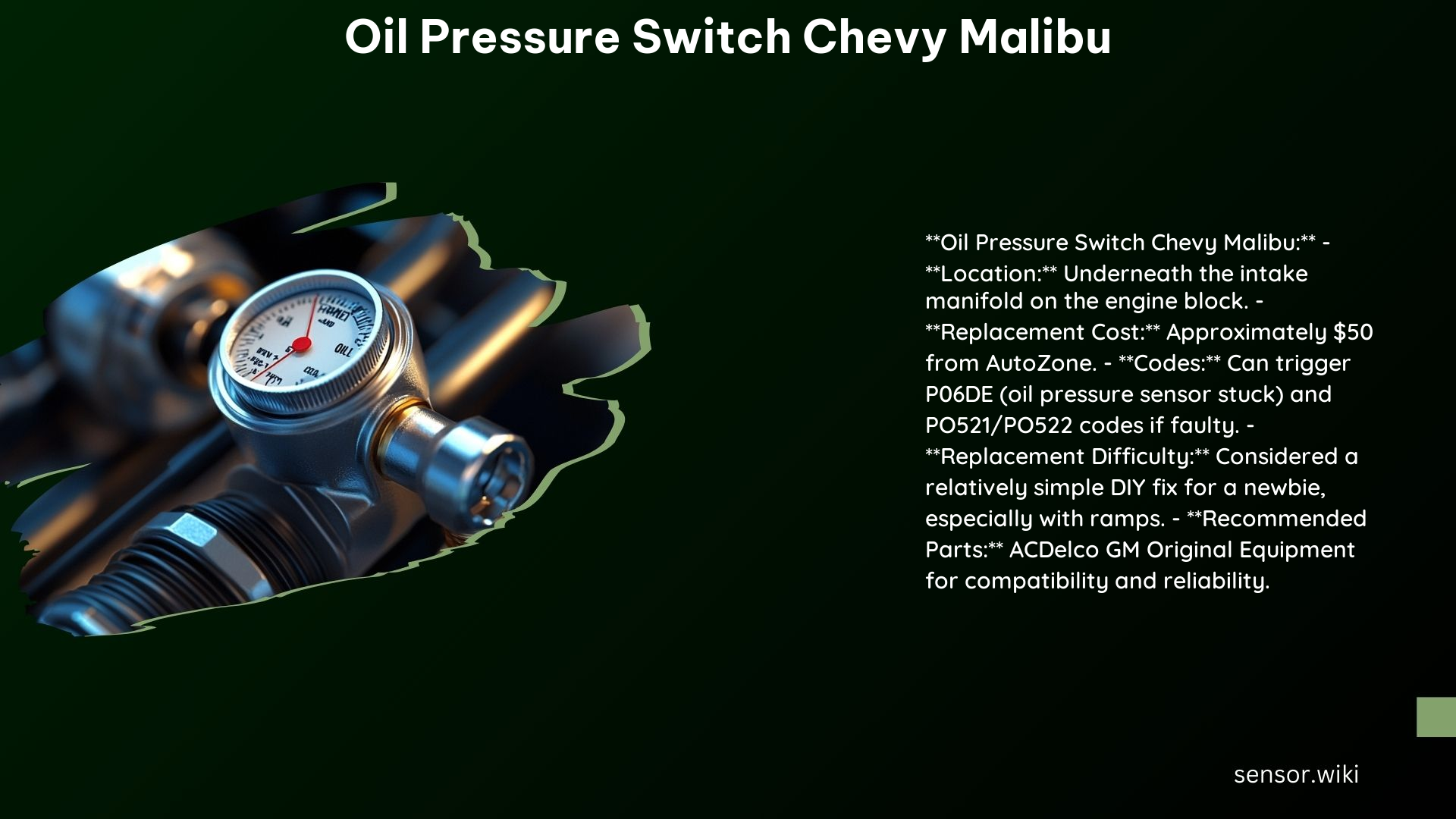 Oil Pressure Switch Chevy Malibu