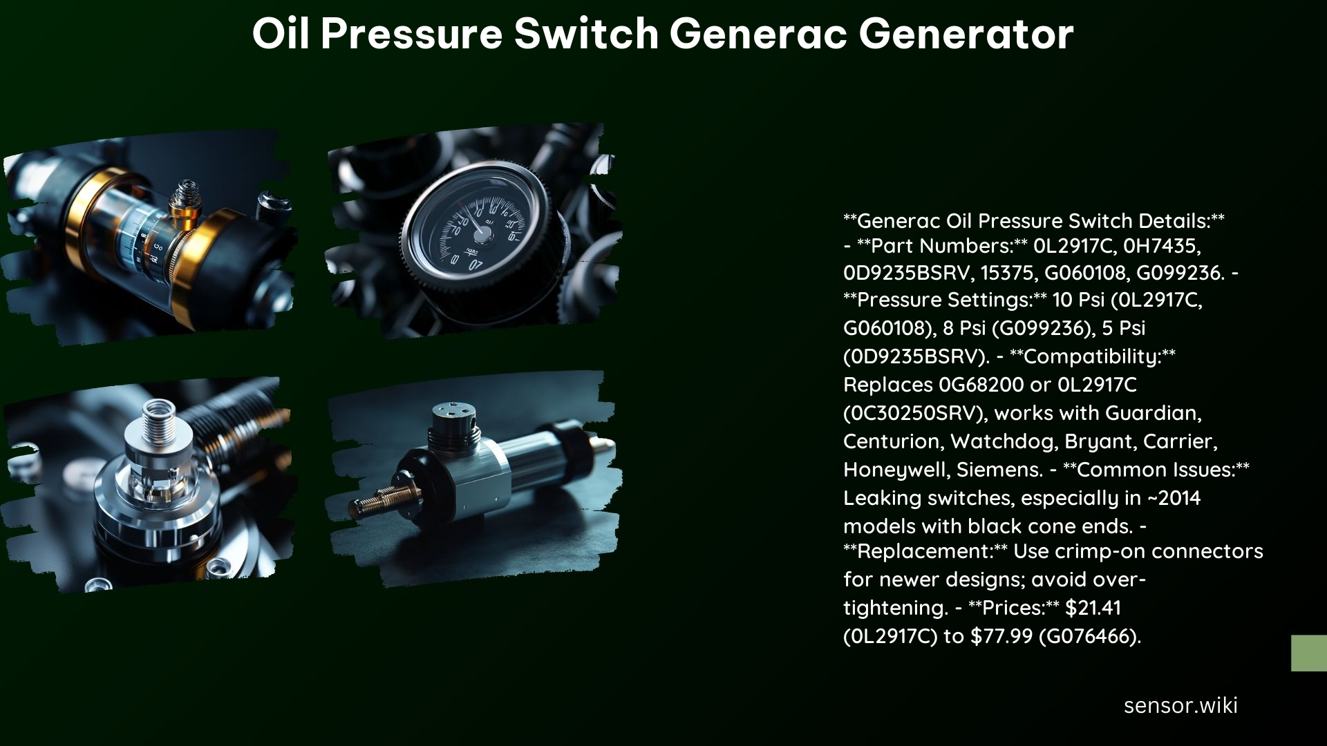 Oil Pressure Switch Generac Generator