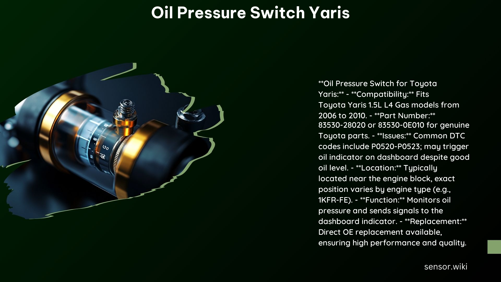 Oil Pressure Switch Yaris