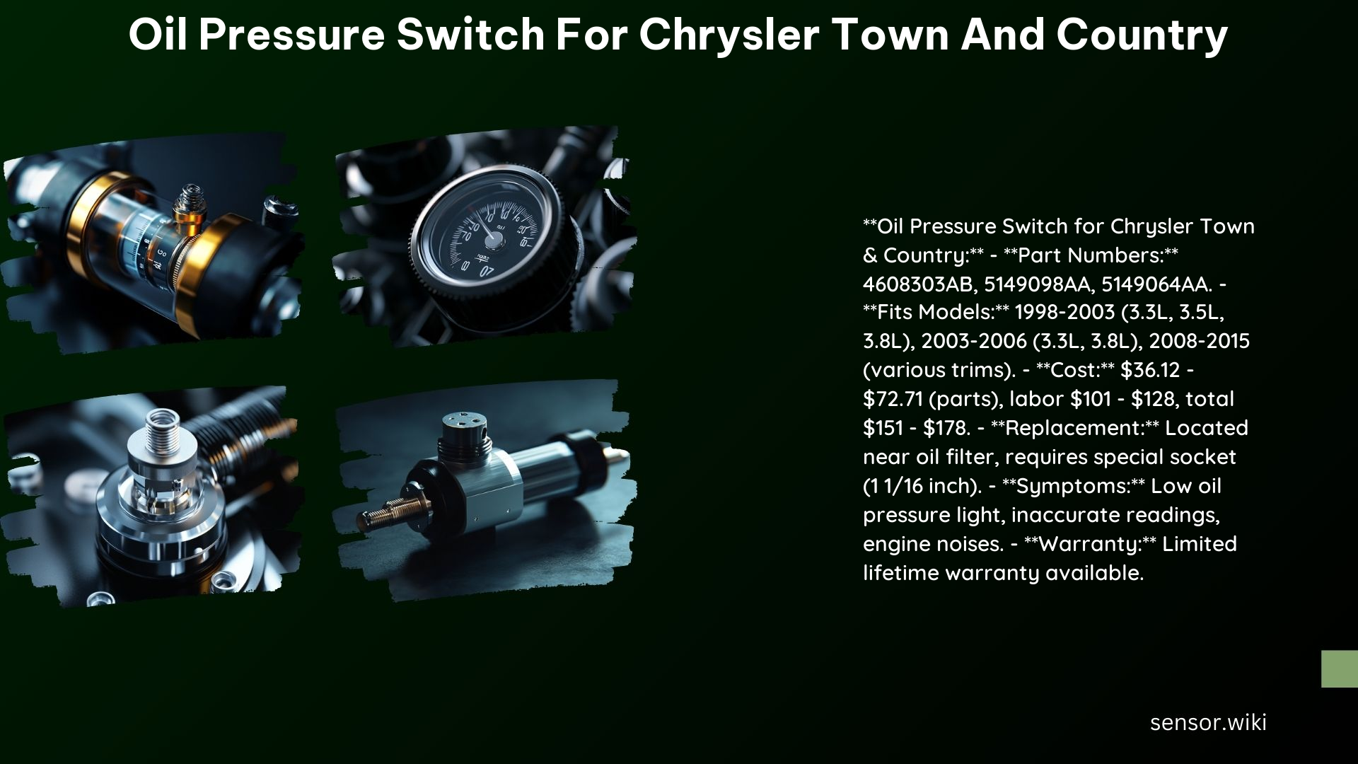 Oil Pressure Switch for Chrysler Town and Country