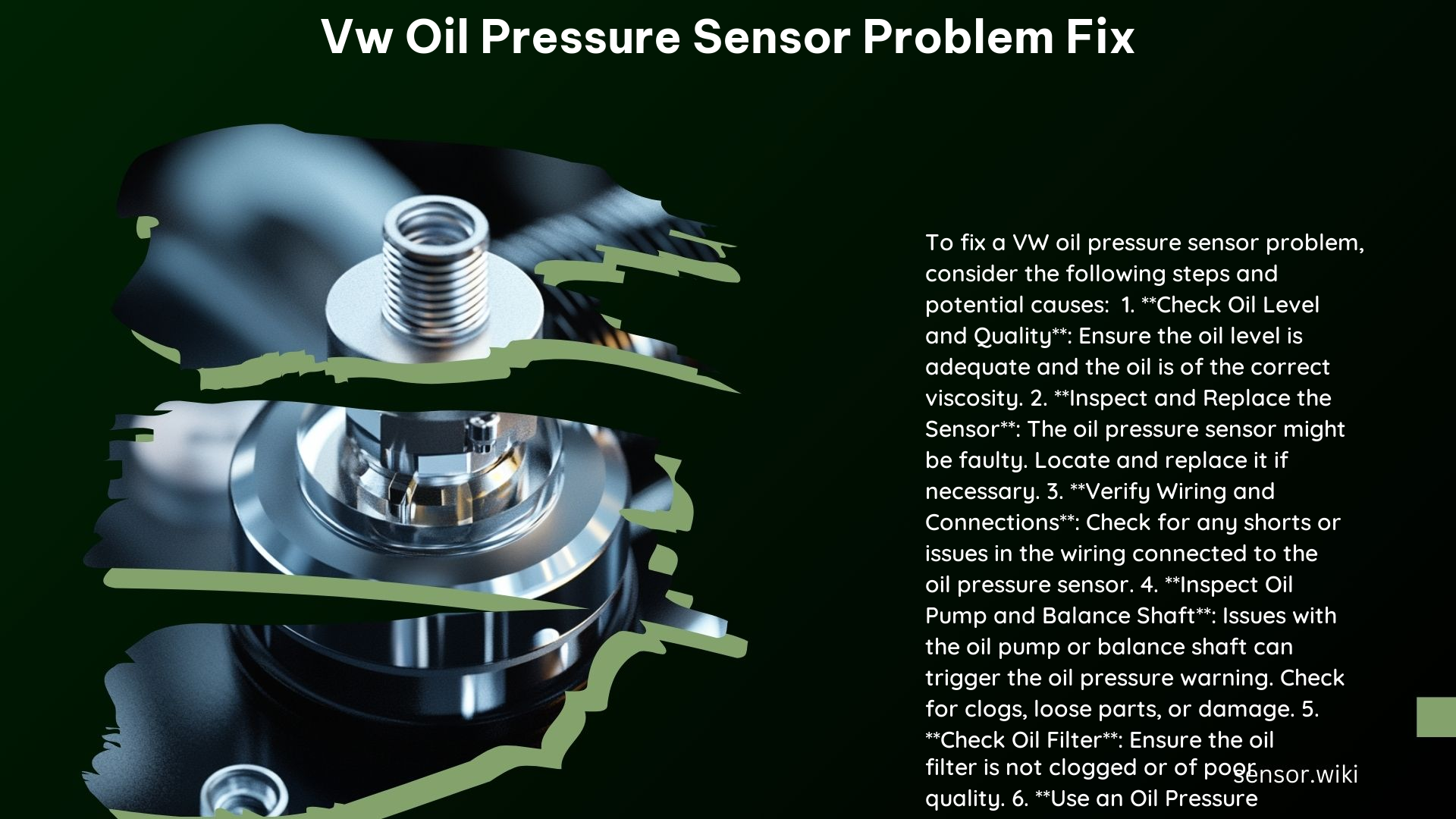 VW Oil Pressure Sensor Problem