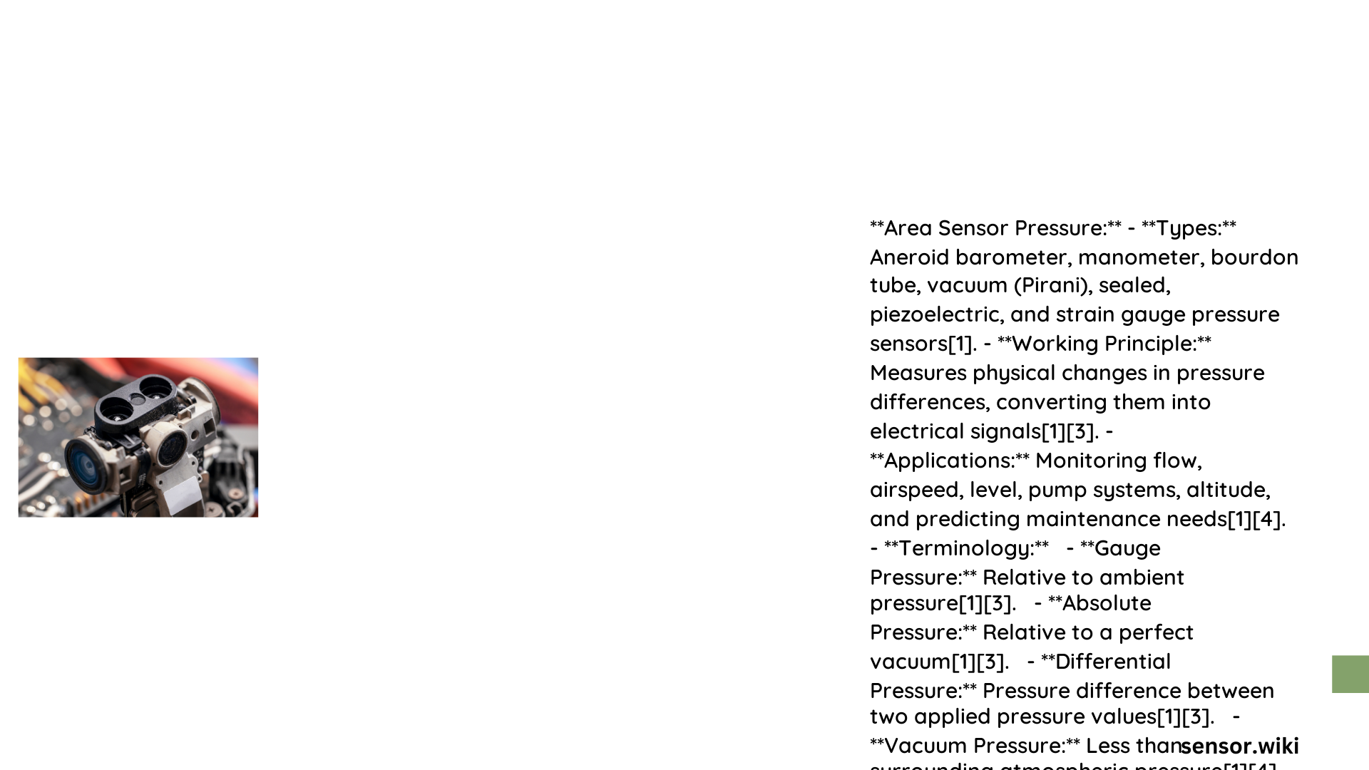 area sensor pressure