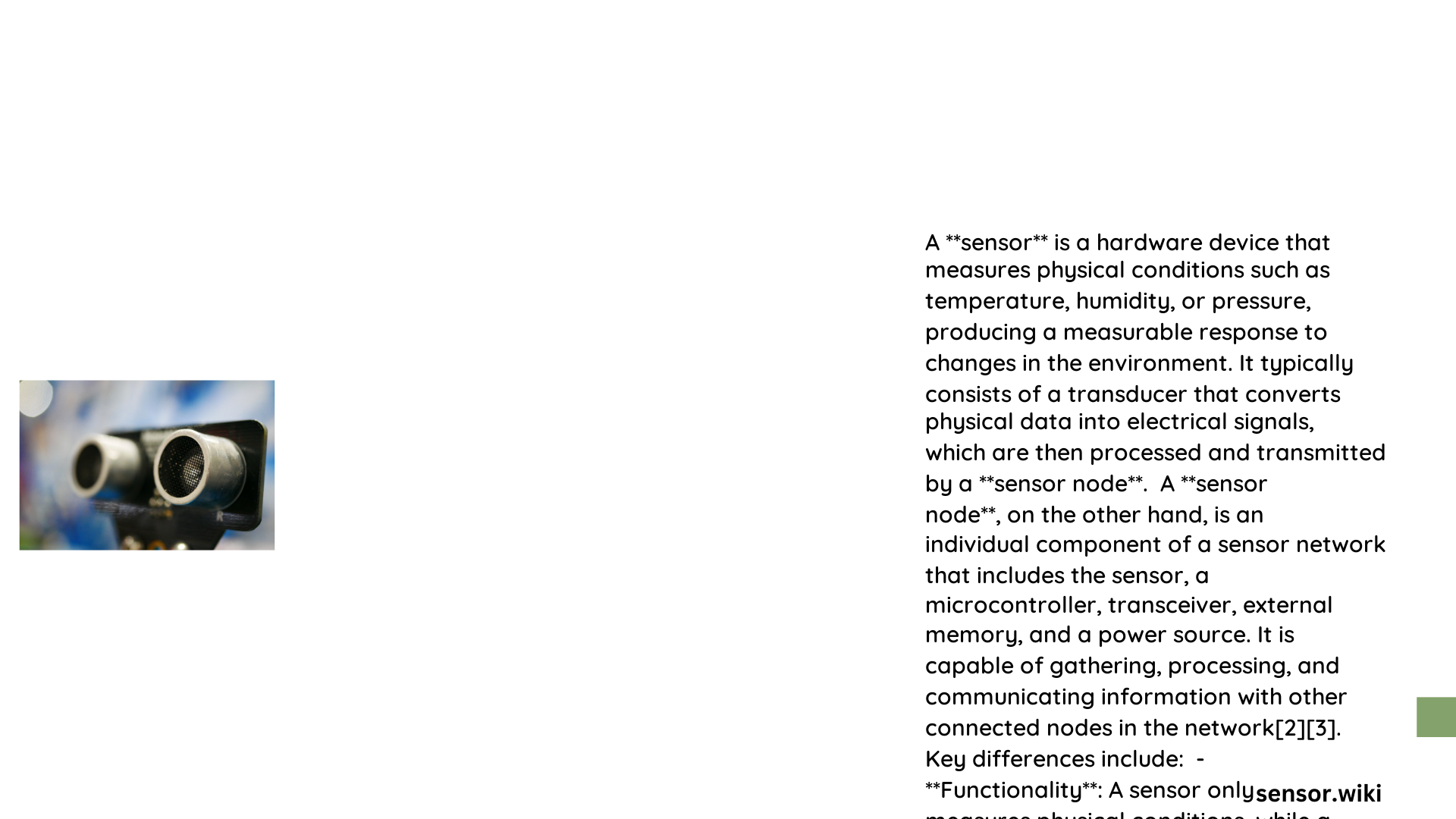 difference between sensor and sensor node