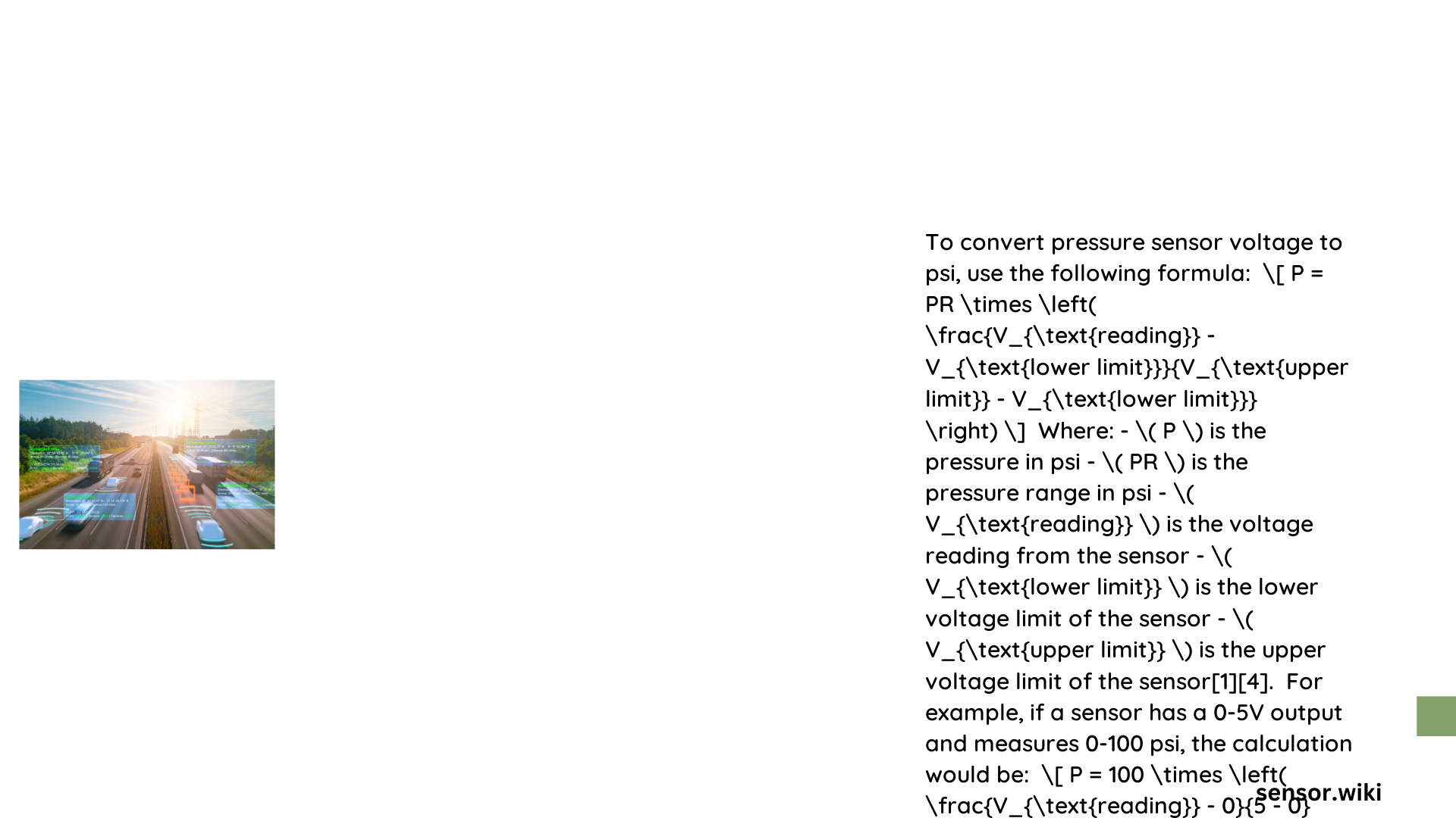 pressure sensor voltage to psi