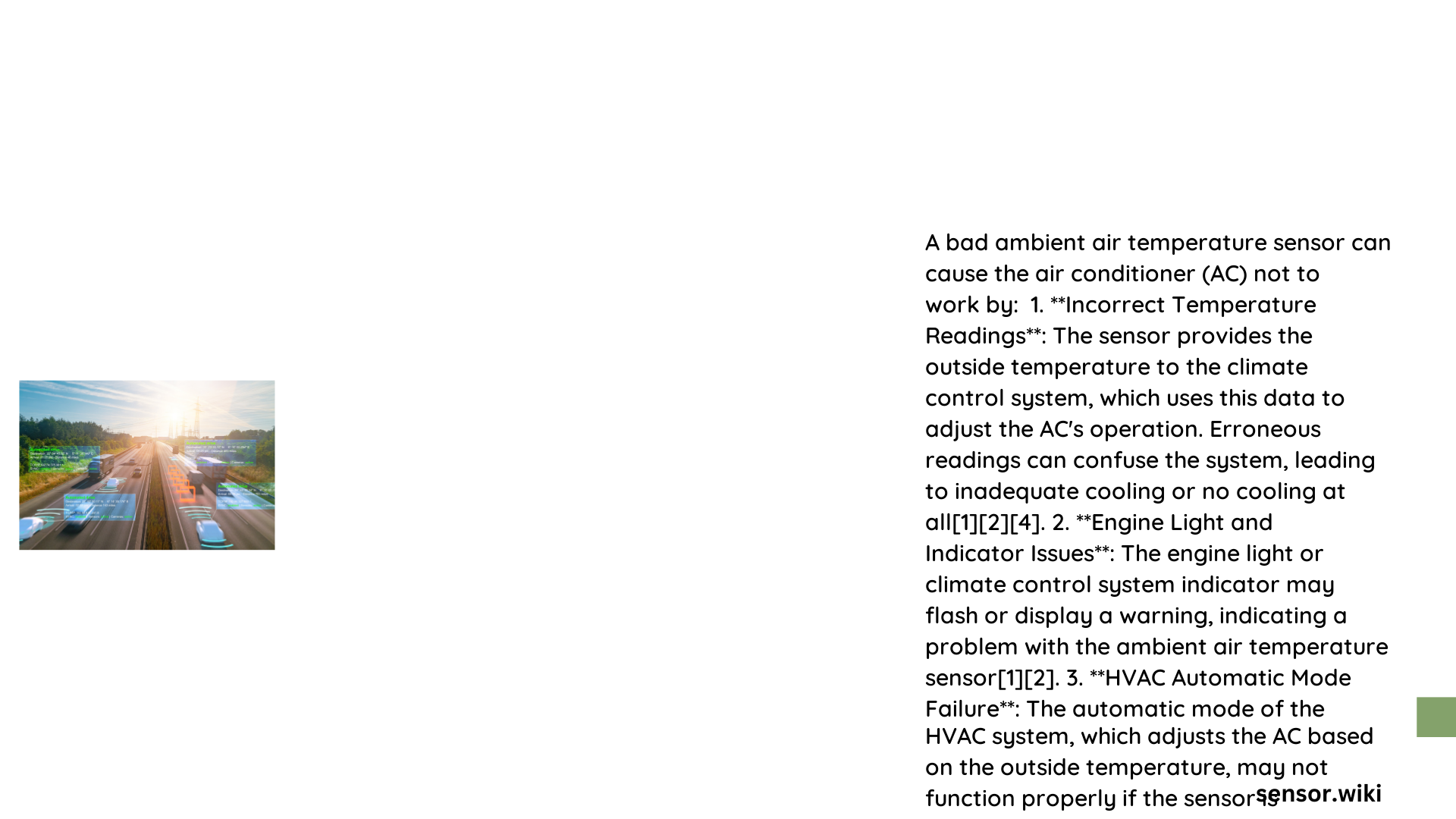 ambient temperature sensor cause ac not to work