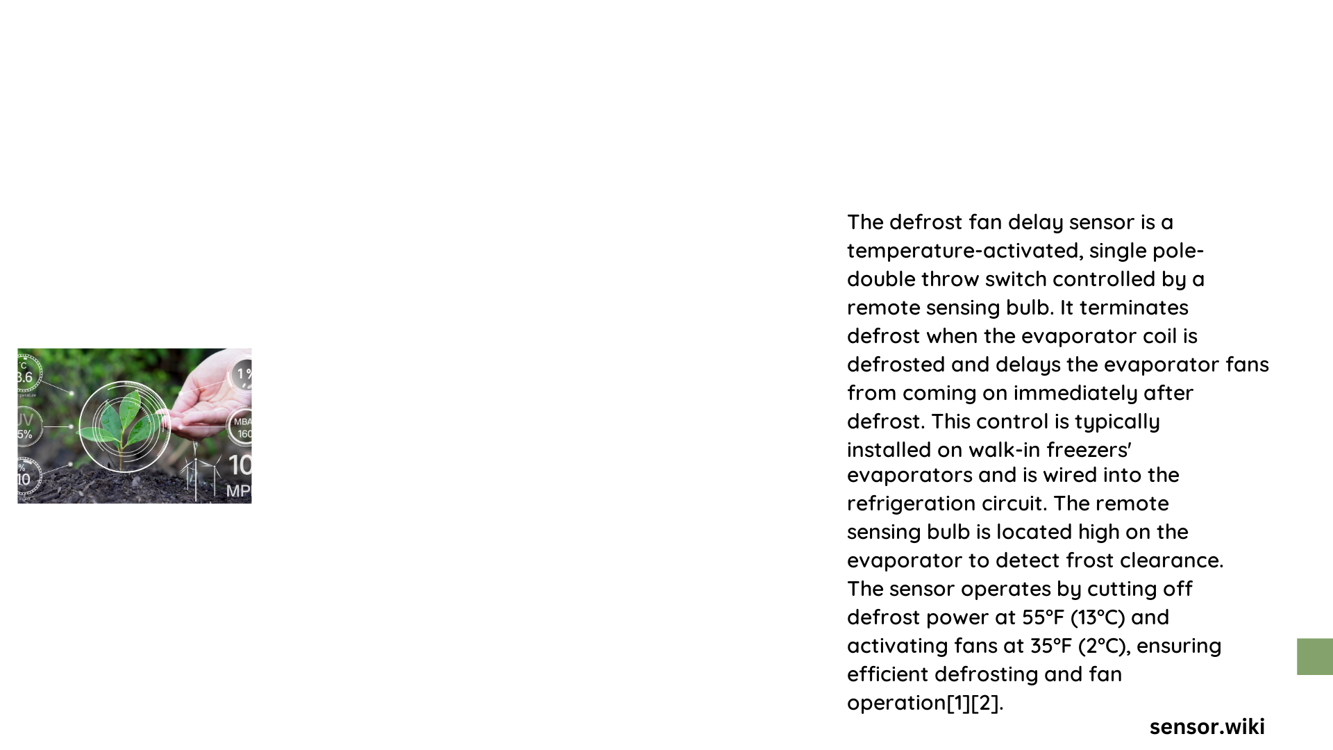 defrost fan delay sensor