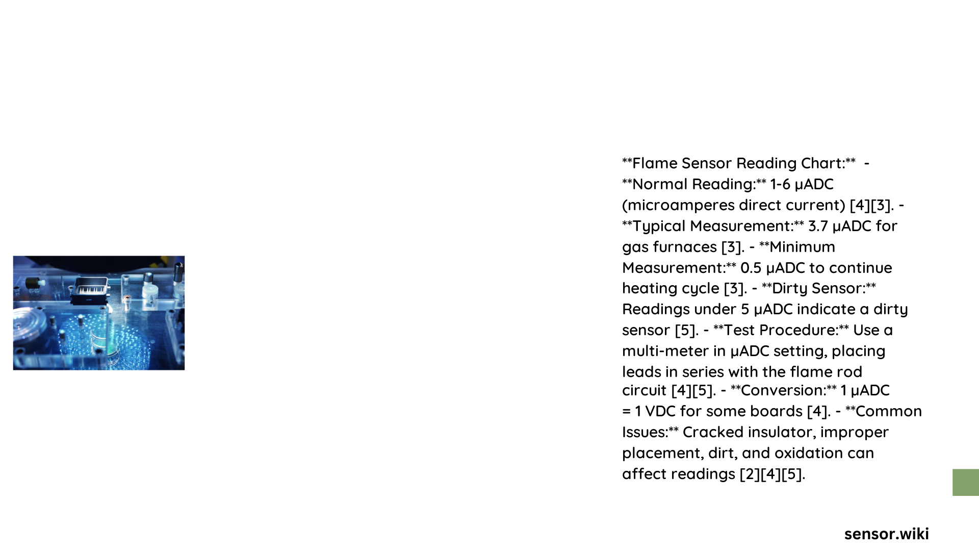 flame sensor reading chart