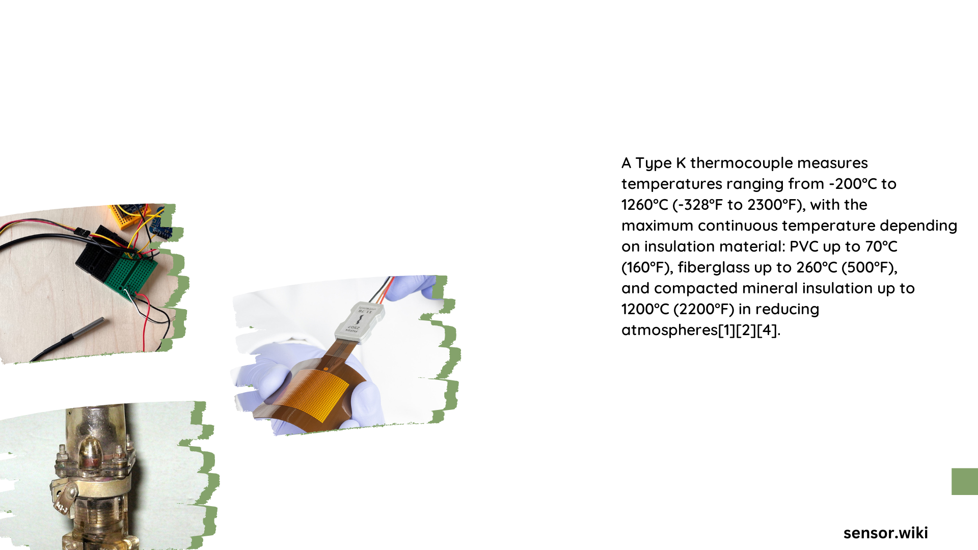 k type temperature sensor range