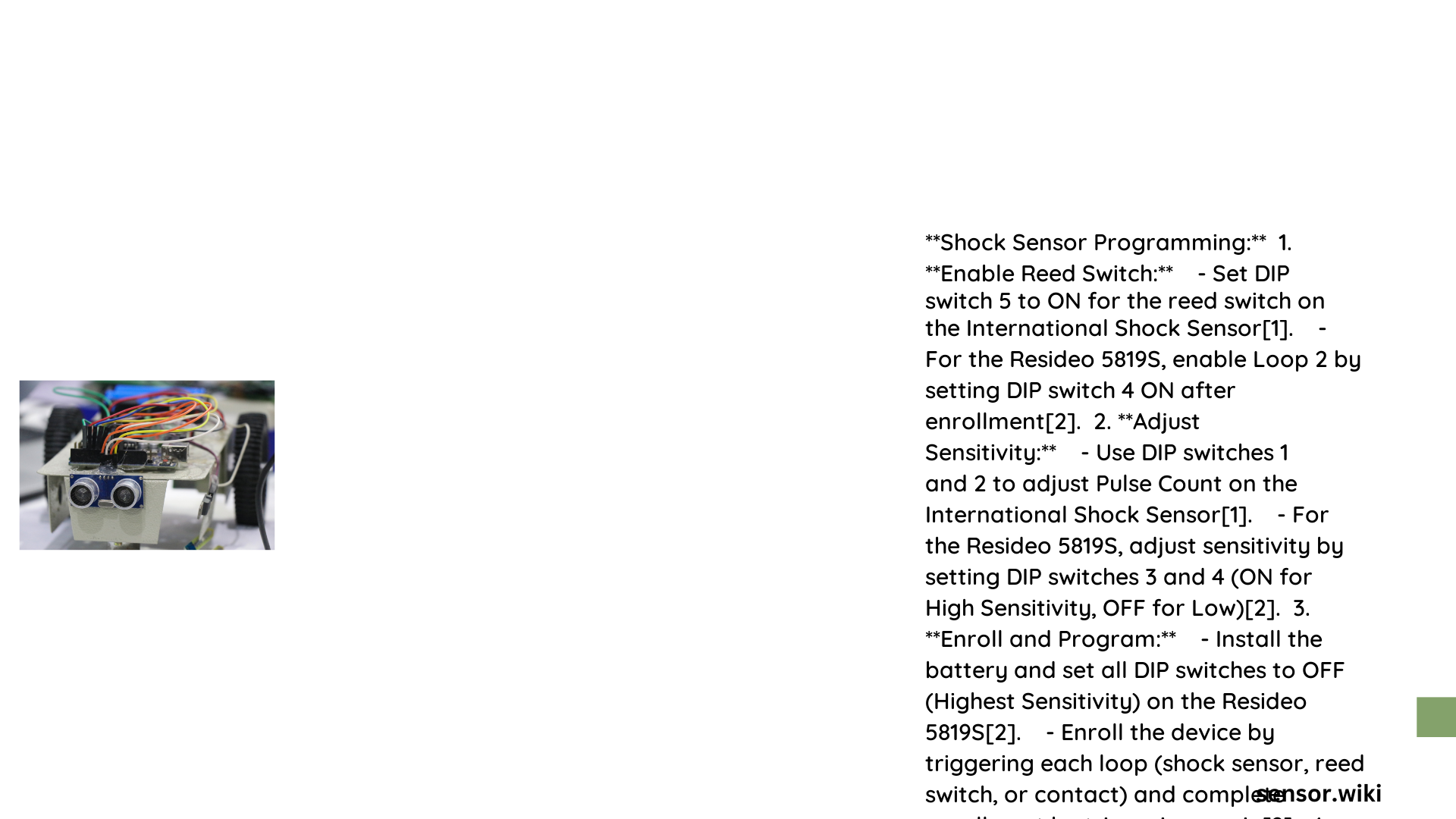 shock sensor programming