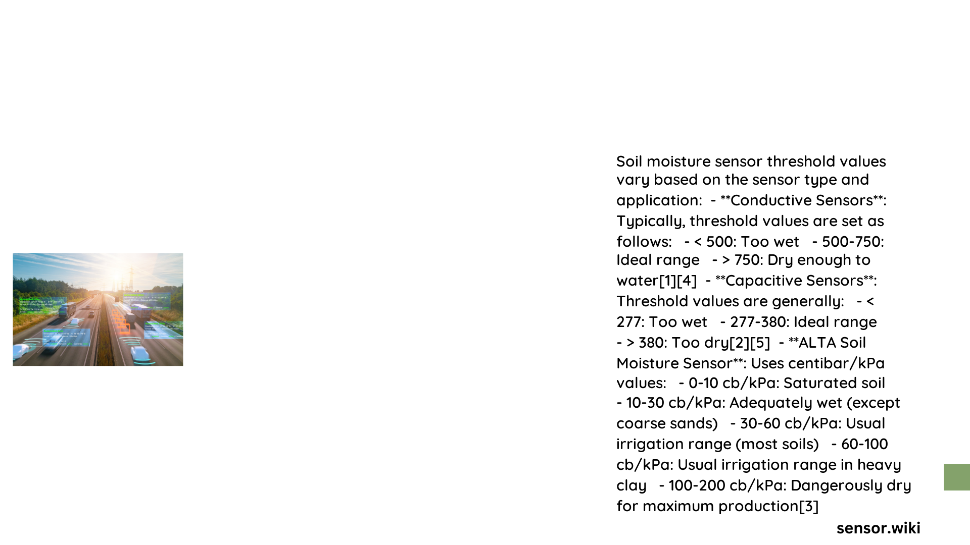 soil moisture sensor threshold value