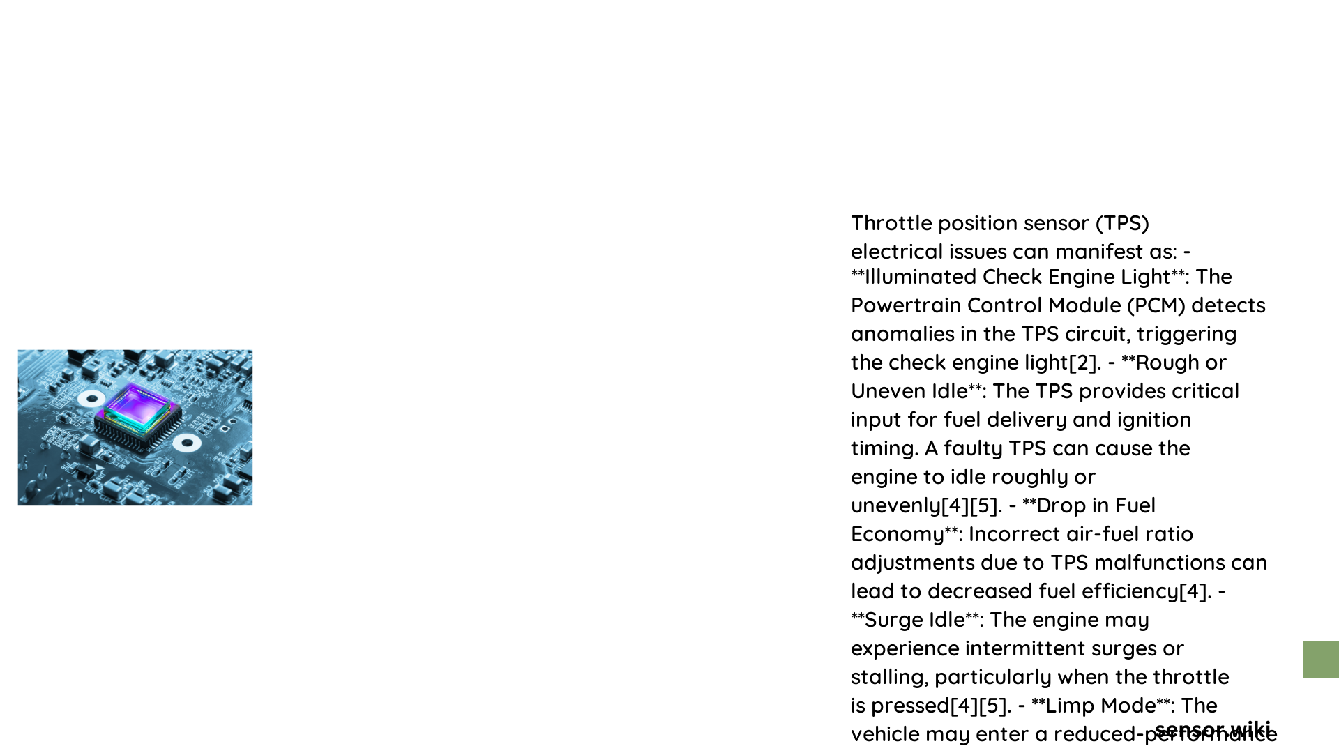 throttle position sensor electrical issues