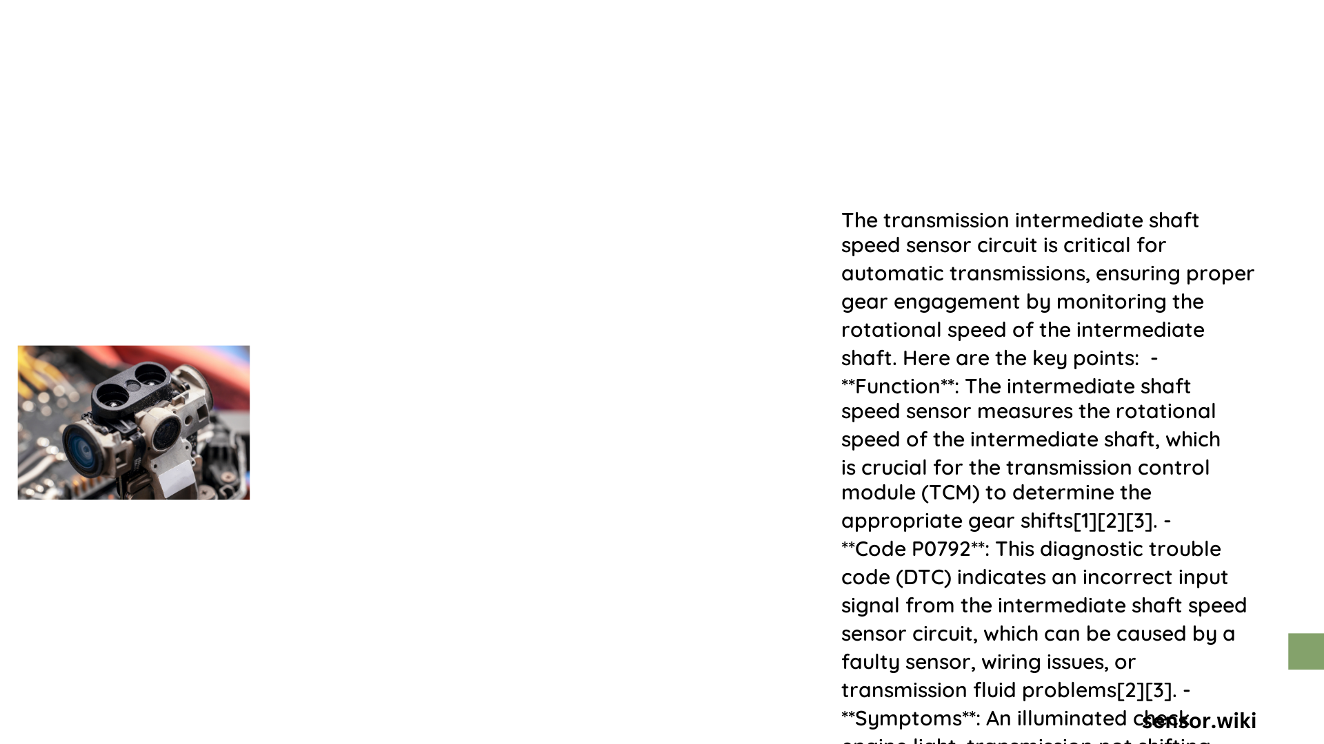 transmission intermediate shaft speed sensor circuit