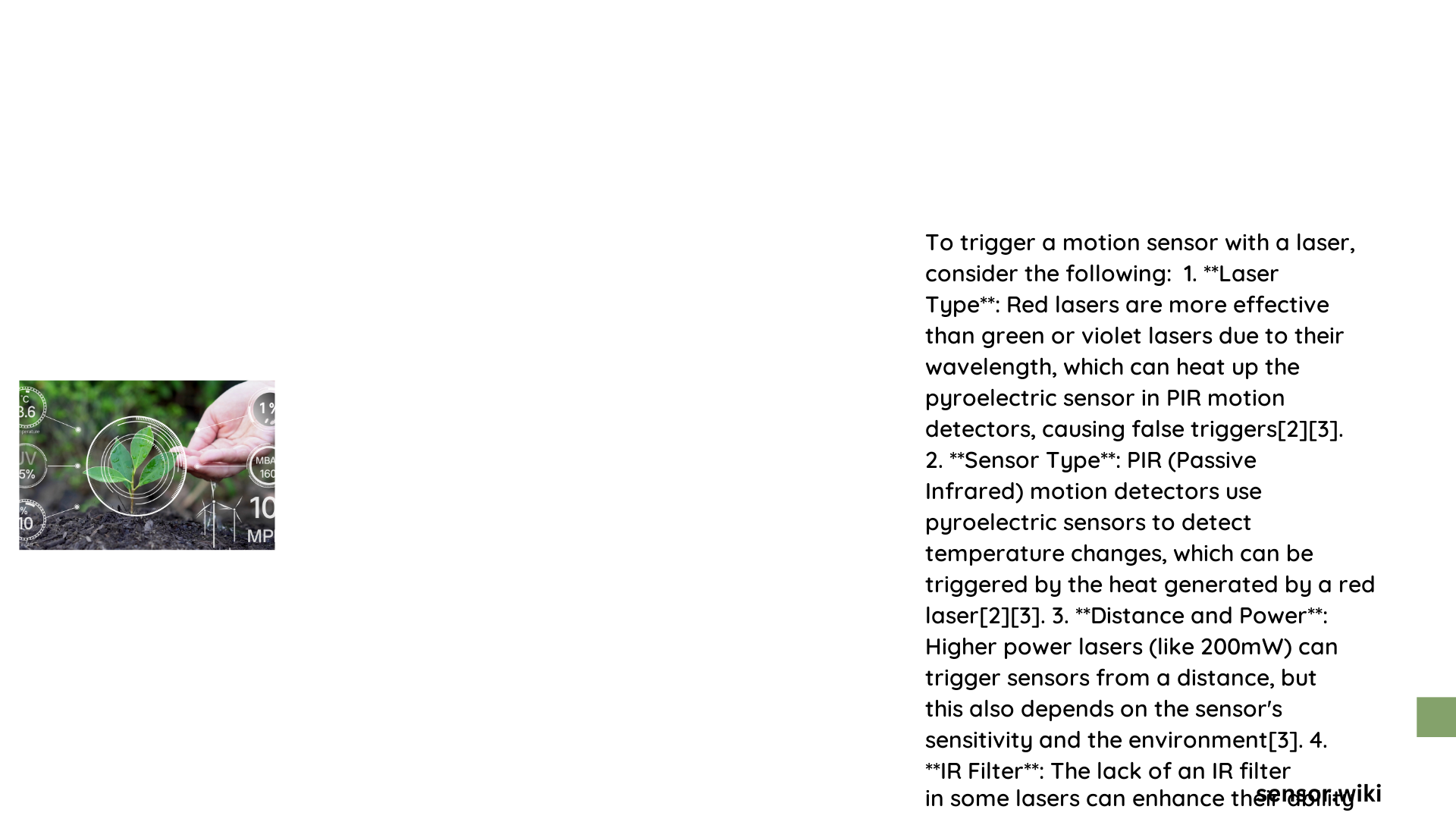 trigger motion sensor with laser